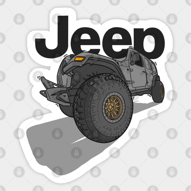 Jeep Design - Grey Sticker by 4x4 Sketch